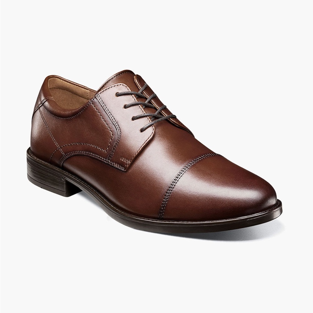 NEW!! Men’s Florsheim Midtown Cap Toe Lace Up Cognac Leather Size 9EEE